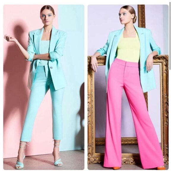 NWT Alice + Olivia Denny Notch Collar Roll Cuffed Boyfriend Blazer Mint Size XS - Picture 1 of 12